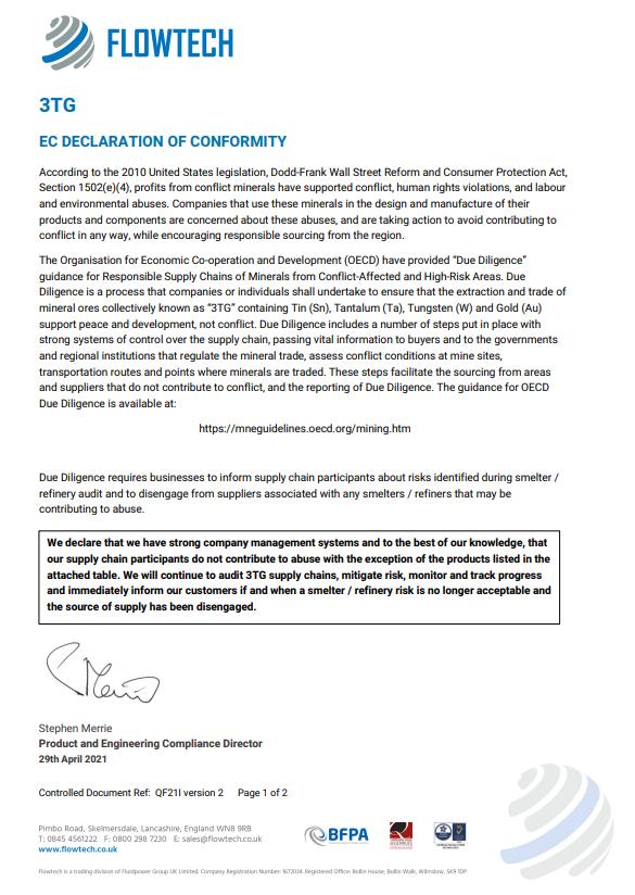 3TG EC Declaration Of Conformity